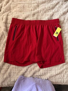 Target Men's Red Athletic Shorts with Zip Pockets
